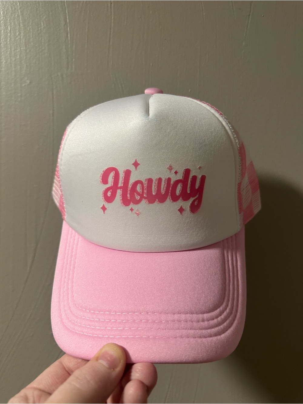 Pink and White "Howdy" Trucker Hat